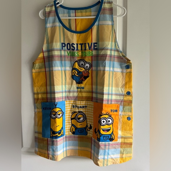 Minions Plaid Apron - Yellow and Blue - Picture 2 of 10